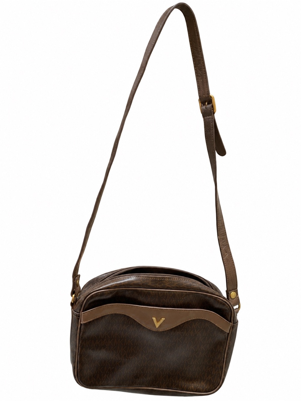 Mario Valentino Dark Brown Leather Messenger Crossbody Bag